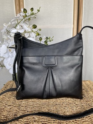 Marks & Spencer Umhängetasche schwarz Leder Schultertasche Kunstleder Riemen DEFEKT