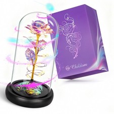 Childom Valentines Day Rose Gifts for 4.7 x 8.8 inches, Colorful Rotating