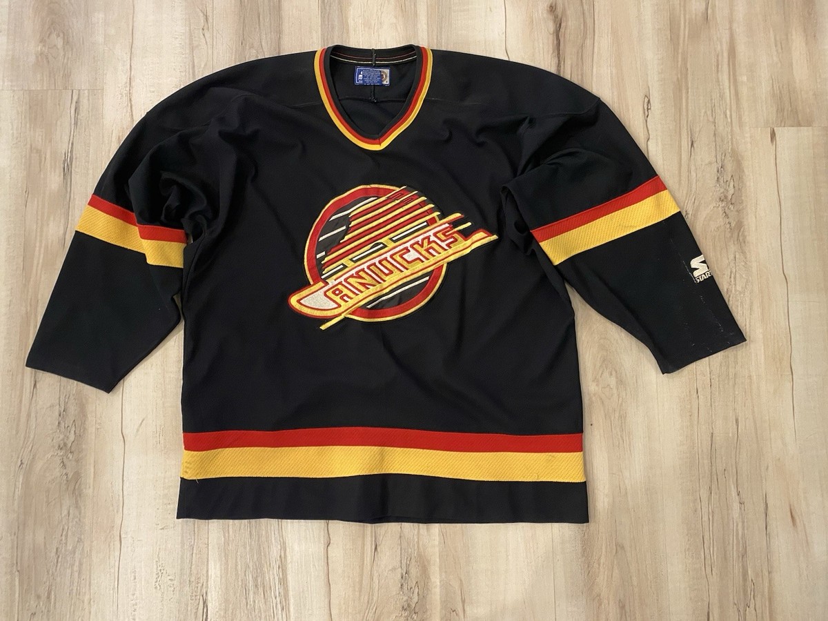 Vintage Vancouver Canucks Starter Jersey Mens XL Black Embroidered