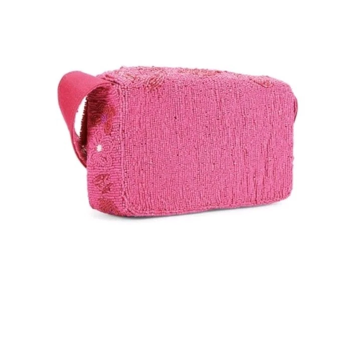 NUEVO CON ETIQUETAS BCBGMAXAZRIA Rosa Completamente Cuentas Cartera Floral Bolso de Hombro Foto 3 de 4