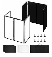 Portable DJ Booth Facade Stand, Foldable DJ Table 45"x40" Tabletop, DJ Facade St