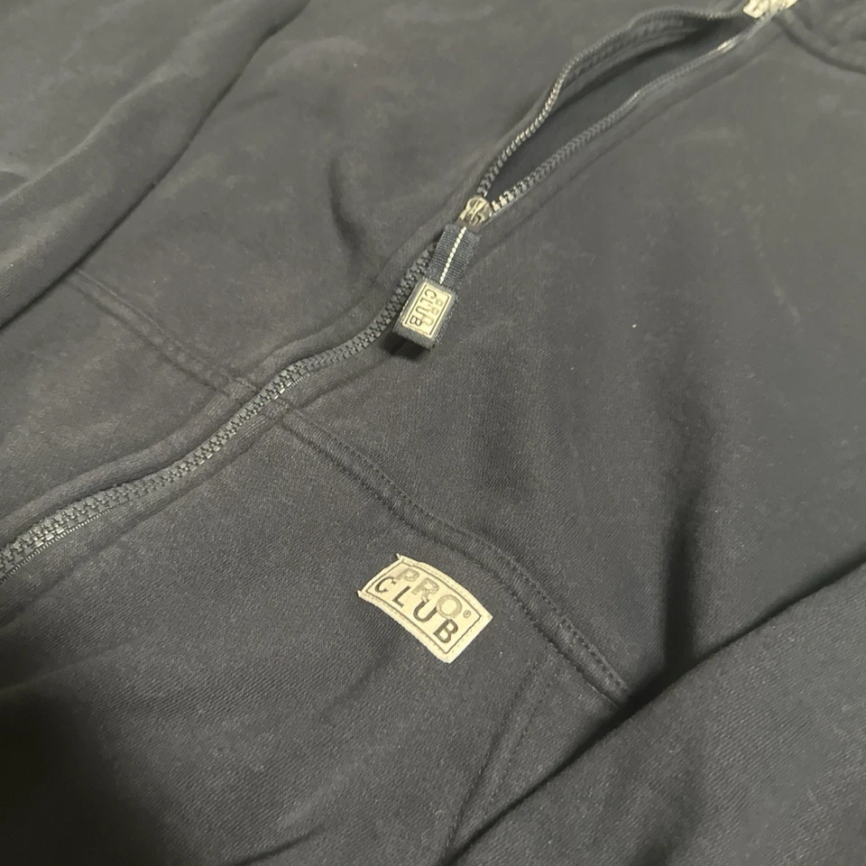 ProClub navy heavyweight zip up hoodie - Image 2 of 4