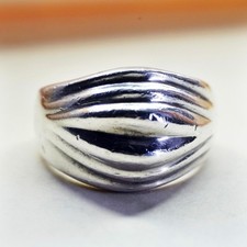Size 6, vintage sterling silver ribbed ring, southwestern 925 band, modernist