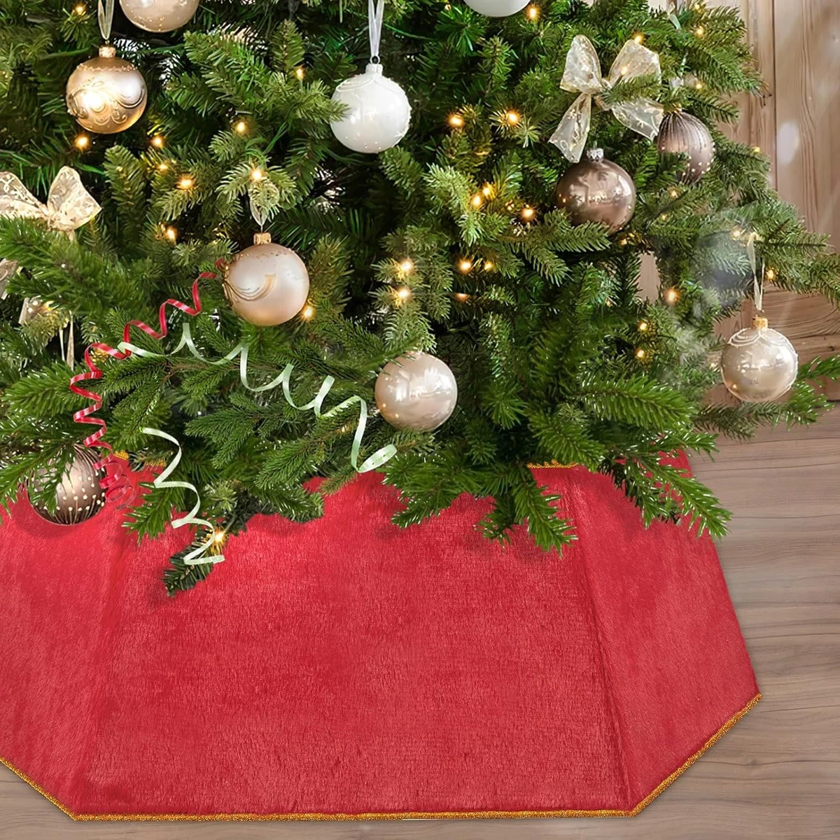 Tappeto Gonna Copertura Base Albero di Natale 78cm Peluche Bianco Effetto Neve Danyx