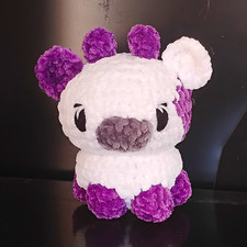 Handmade Crochet Cow Plush Stuffed Animal Toy, Purple White, Small 6-14 in