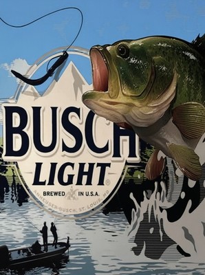 Bush light fishing advertisement wall art metal sign