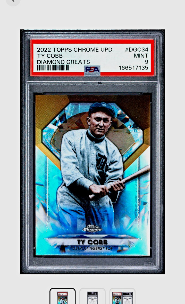 2022 Topps Chrome Update Ty Cobb Diamond Greats #DGC34 PSA 9 MINT Tigers view 2