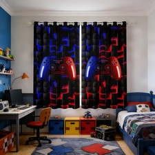 Gaming Curtains for Boys Room,Red Blue Black Gamer 50 Blackout Curtains for ...