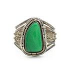 Navajo Signed Irv Monte Sterling Green Chrysoprase Bead Layered Cuff #S5308-1 — photo 2
