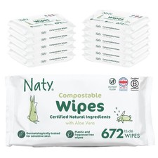 Baby Wipes Aloe Vera, Sensitive Skin, 98 Water, 672 Count 12 Packs 