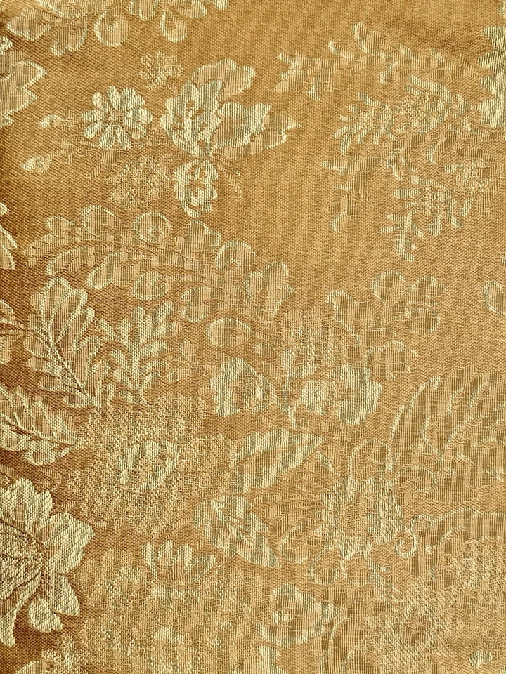 VTG Vinyl Backed Upholstery Fabric MCM Retro Gold French Damask Tapestry - Image 3 of 4