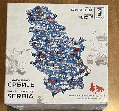 Jarilo Wooden Puzzle Treasure Map Of Siberia 300 Pieces W/  Silhouette 34 × 49cm