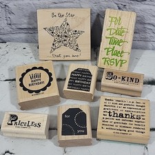 Rubber Stamps Lot Of 8 Happy Birthday Party Invite Gift Tag Thank You Words