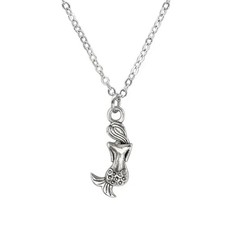 Mermaid Charm Necklace Silver Mermaid Charm Pendant Necklace