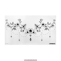 2 X Blumen Underboob Tattoo - Schwarz - Temporary Haut Tattoo - BC027 (2)
