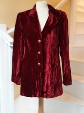 Gerry Webber Red Crushed Velvet Single Breasted Tuxedo Jacket Size 36/ 10