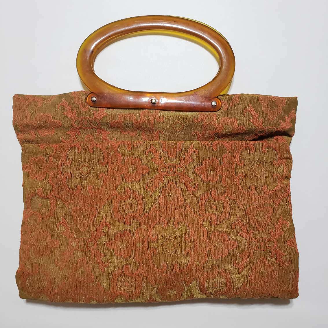 Sac fourre-tout floral vintage des années 70 avec poignées en lucite - Canada