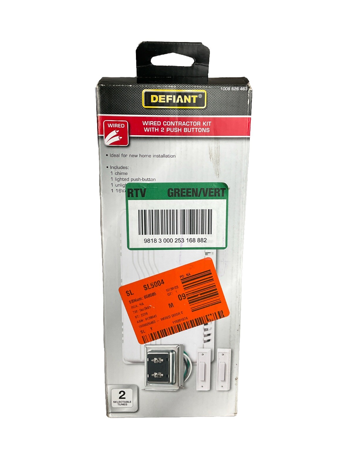 Defiant Wired Contractor Doorbell w/ 2 Push Buttons 1008 716 087 | eBay