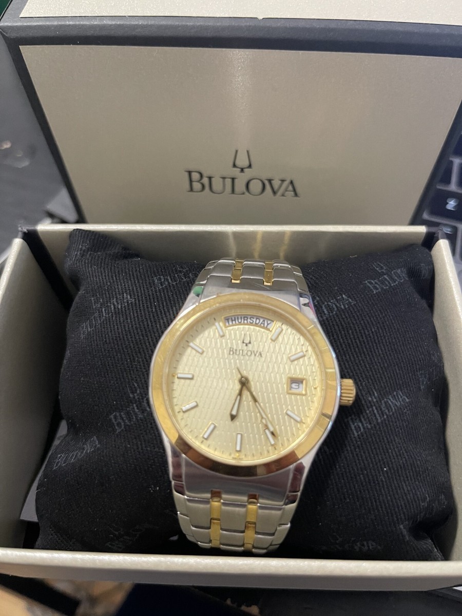 新品電池　Bulova ゴールド クォーツ腕時計 Bulova Quartz 98C60 Champagne Dial Two-tone Stainless Steel