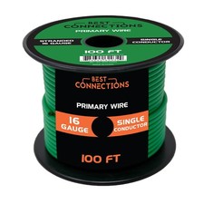 16 Gauge Car Audio Primary Wire 100ft  Green   Remote, Power/Ground Electrical