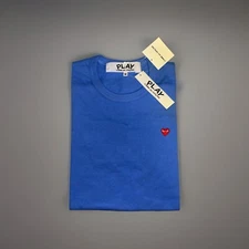 Comme Des Garcons Tshirt Mens Medium Blue With Red Heart