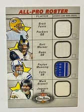 2002 Fleer Box Score Brett Favre Peyton Manning Kurt Warner Quad Jersey Patch