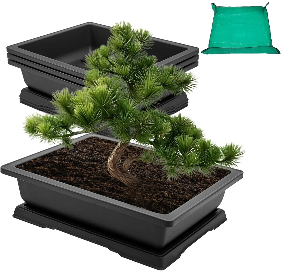 Bonsai Pot Kit - 3pcs 18'' Planters with Drainage and Repotting Mat Included - Image 3 of 4