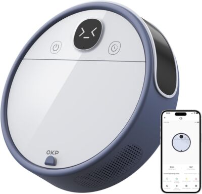 OKP Robot Vacuum Cleaner 6800Pa Real-Time Video Call Self-Charging Quieter C5