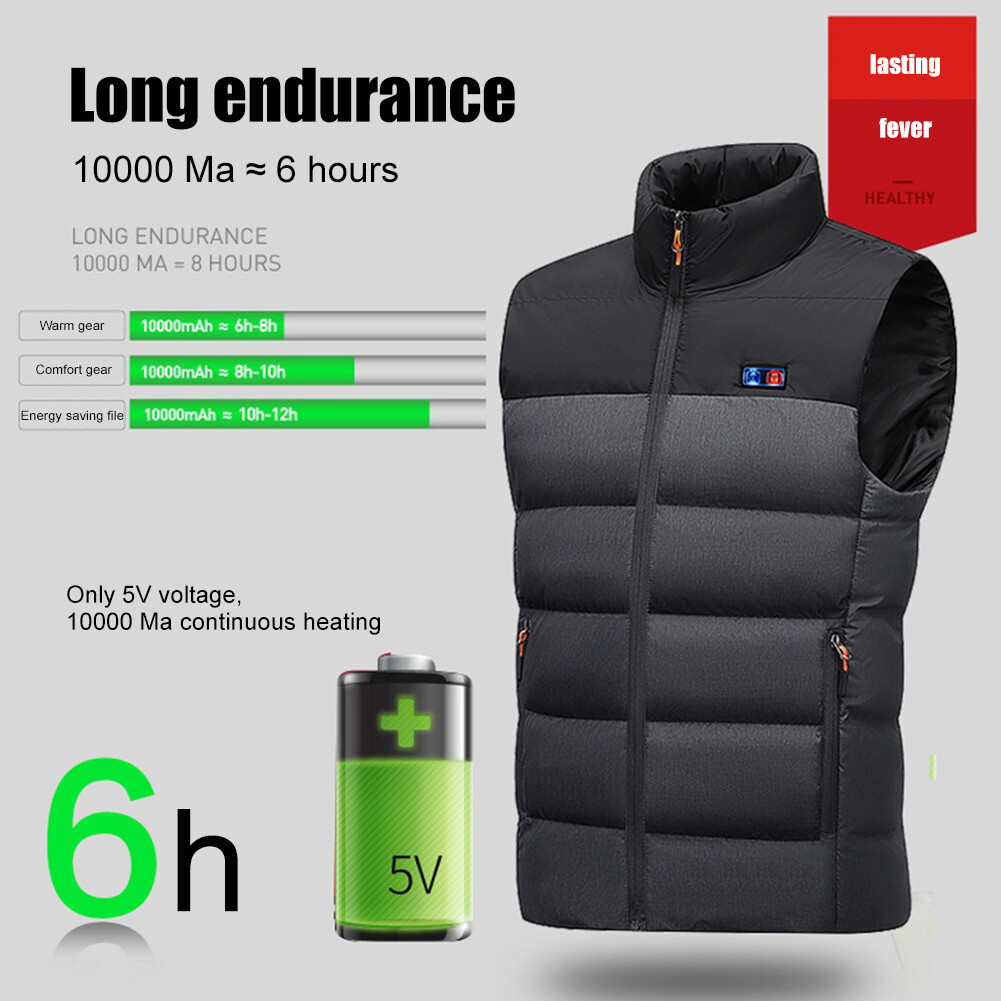 11 Places Zones Heated Coat Splicing Oversized Warm Thermal Vest for