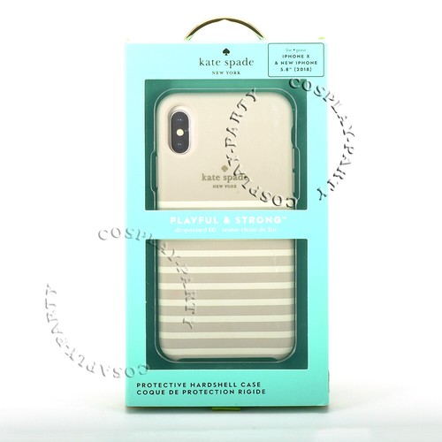 Kate Spade Soft Touch Case Cover For iPhone X & iPhone XS - Cream White Stripes