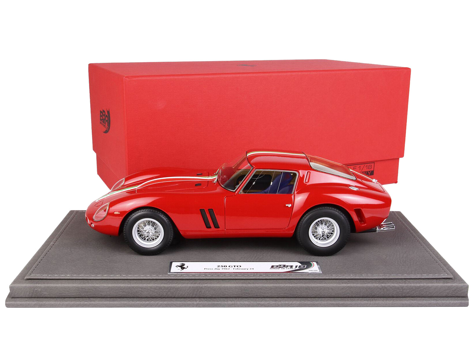 FERRARI 250 GTO RED PRESS DAY 1962 - DISPLAY CASE LTD ED 118 МОДЕЛЬ BBR 1803 A 61790₽