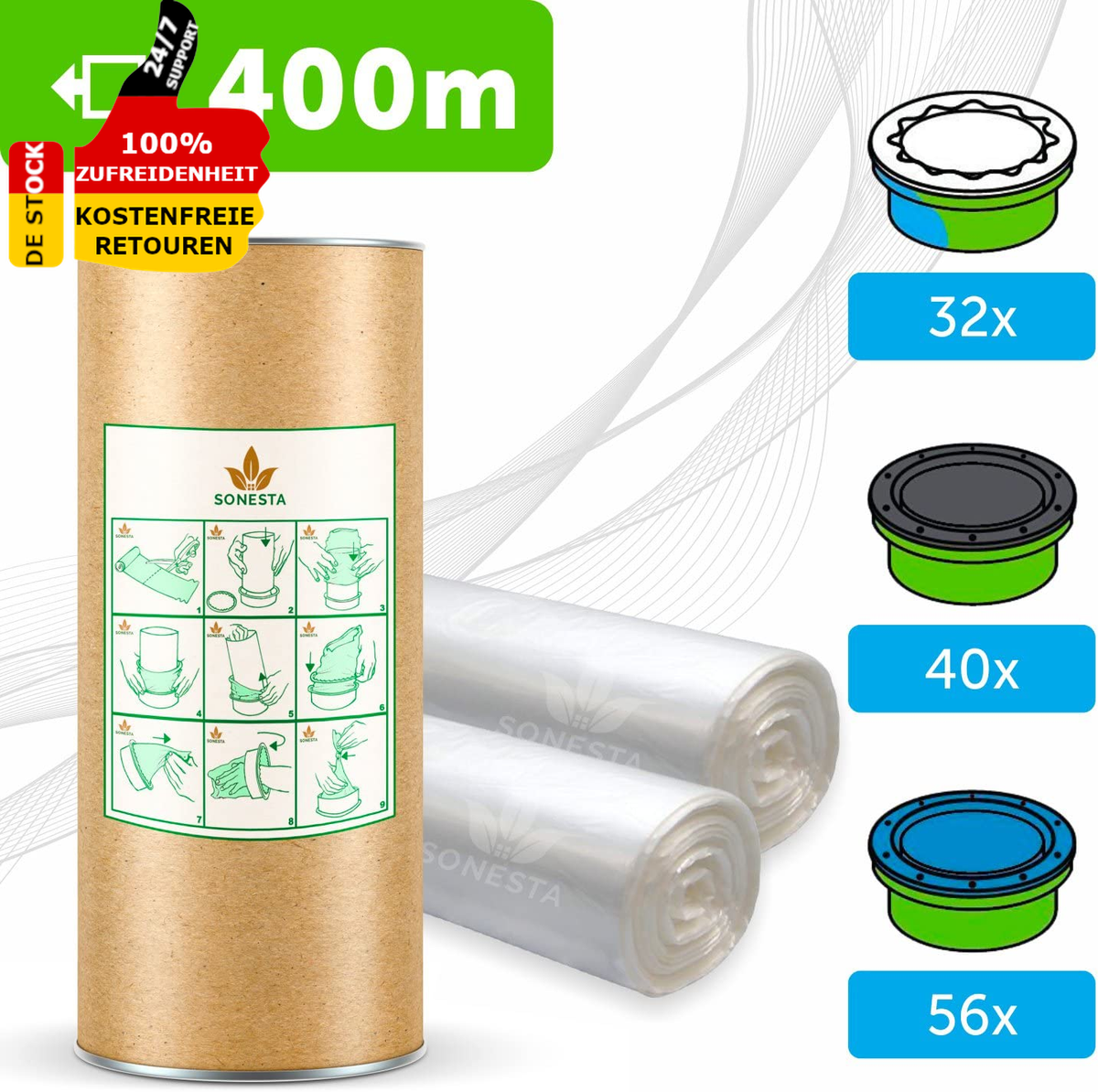 Windeleimer-Nachfüllpackungen – 4,5 M Rolle, 26 Stück