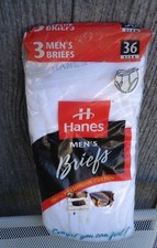 NOS VTG White 100 Cotton Hanes Gray Stripe Waist sz 36 1997 Pre Shrunk Briefs