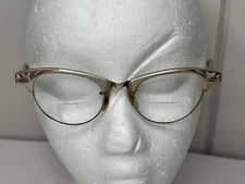 Vintage Cat eye Frames Rose Gold etched floral art-craft 4-5 1/4 USA Aluminum￼