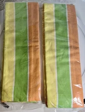 NEW Set Of 4 Pampered Chef Placemats, Autumn Strip & Solid, Reversible