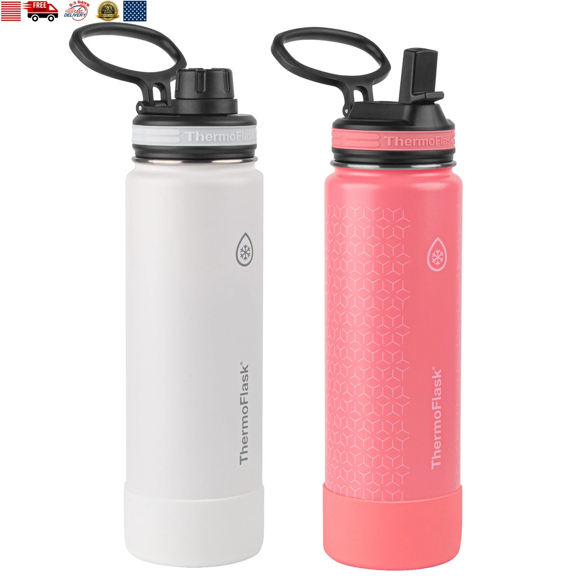 Thermoflask 24oz Stainless Steel Insulated Water Bottles, 2-pack (Black and  Green)