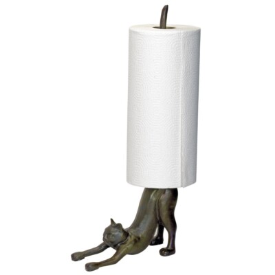 Bronze-Finish Gusseisen Stretching Katze Küche Papier Handtuch Halter