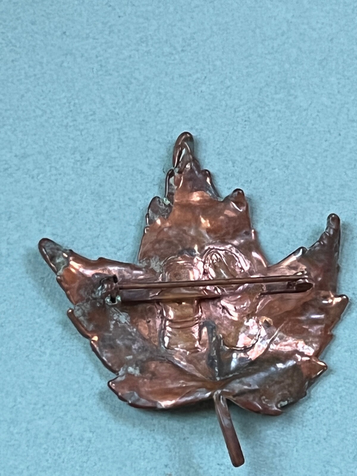Green Solid Copper Dipped Maple Leaf Brooch Pin -… - image 4