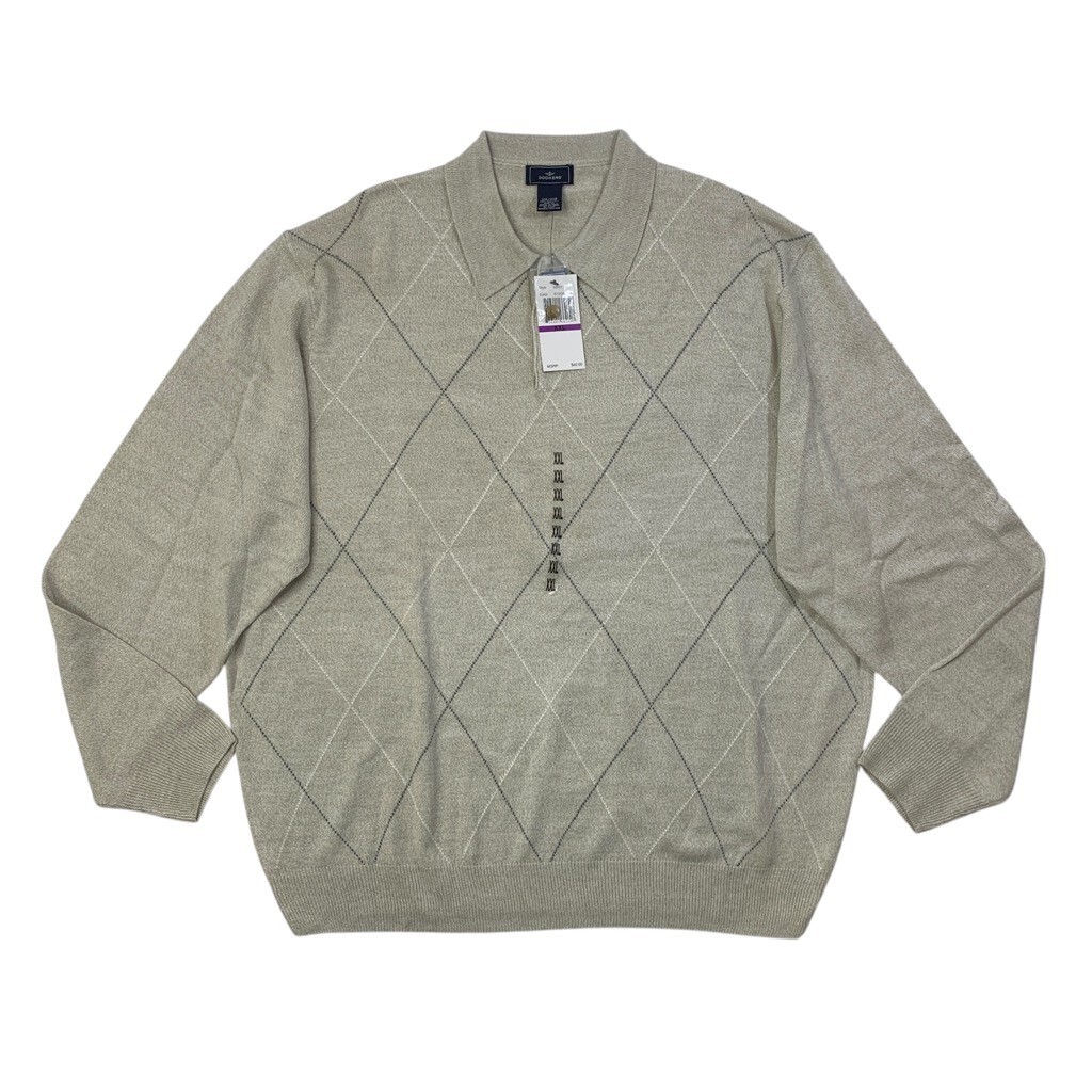 Dockers Sweater Mens XXL Oat Marled Polo Collar Long Sleeve