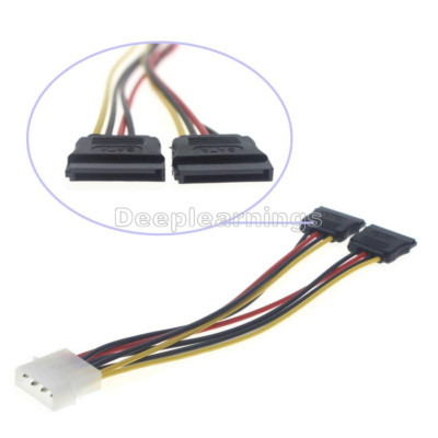 4Pin IDE to 2 Serial ATA Hard Drive SATA Power Adapter Cable NEW