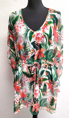 West Loop Beach Cover Up/Wrap (1 Size) Multicolor Sheer Hawaiian Waist Tie