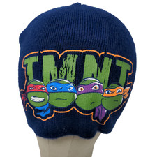 TMNT Teenage Mutant Ninja Turtles Boys Beanie Hat Blue OSFM Graphic Logo