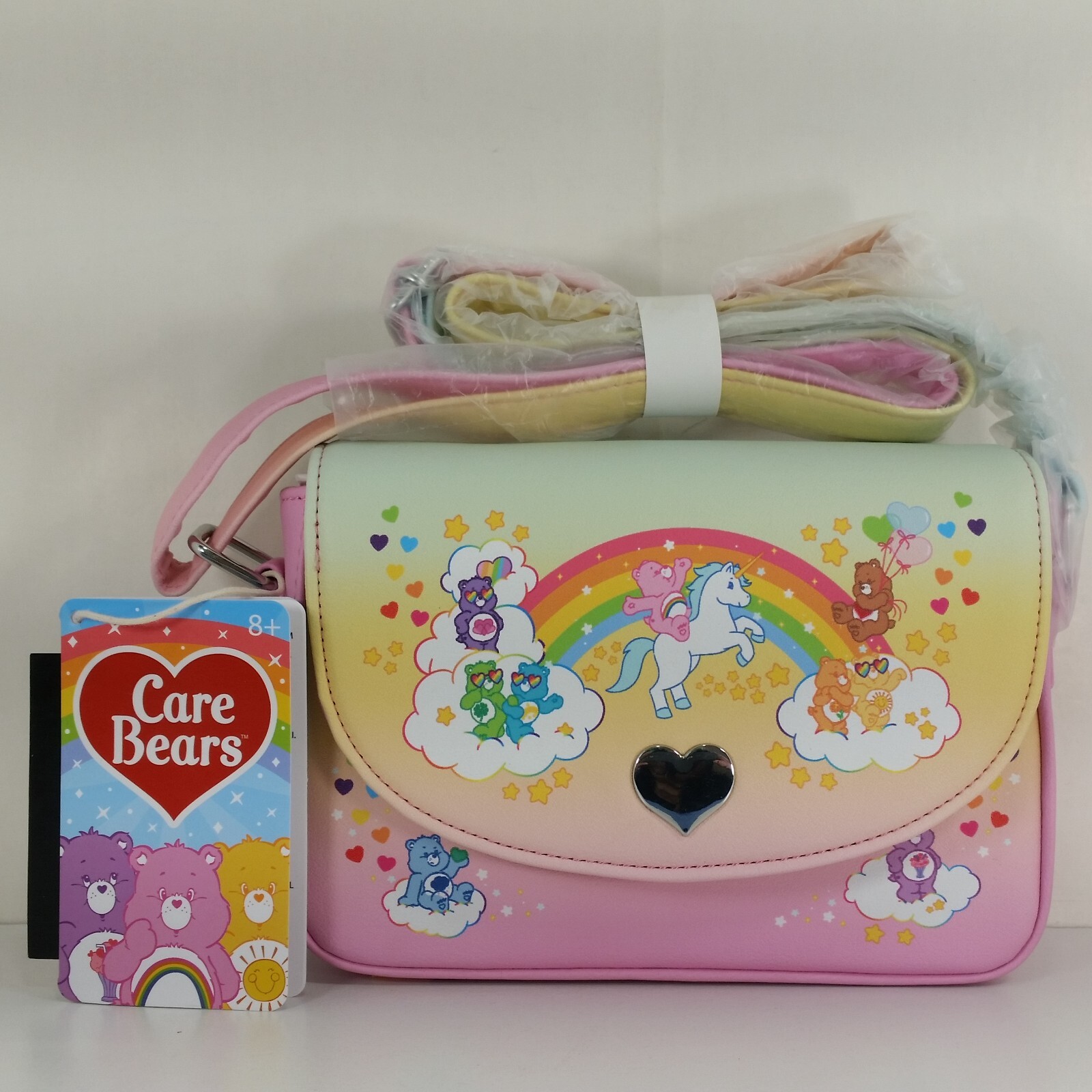 Loungefly Care Bears Rainbow Ombre Crossbody Bag Purse Clouds Heart