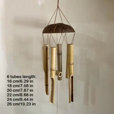 Bamboo Wind Chime Handmade Coconut Shell Windbell Feng Shui Yard Garden Art Deco