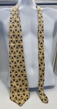 Oscar de la Renta Designer Neck Tie 100% Silk, Yellow/Blue Plaid, Made in USA