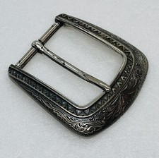 Vintage 1970s Brass Western Style Engraved Floral Motif Belt Buckle Cowgirl 16