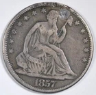 1857 SEATED LIBERTY HALF DOLLAR ~ PLUGGED ~ VF DETAILS!