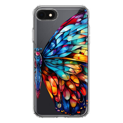 Mundaze Case for Apple iPhone 8/7/6/SE Colorful Mosaic Glass Butterfly