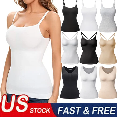Women's Cami Tank Top Tops Long Layering Casual Basic Camisole Plain Plus S-2XL
