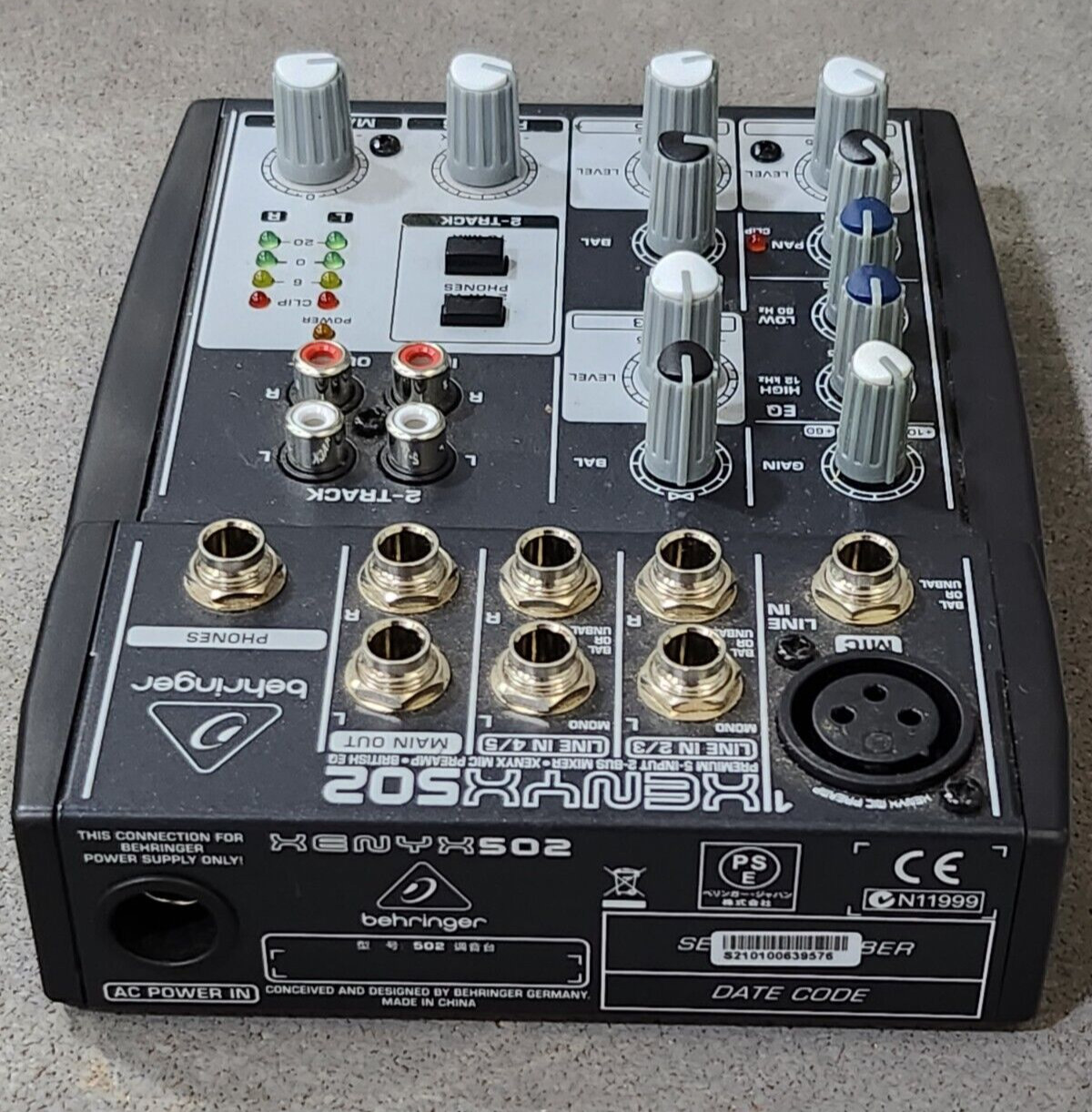 Behringer XENYX 502 Premium 5Input 2Bus Mixer Mic NO POWER SUPPLY